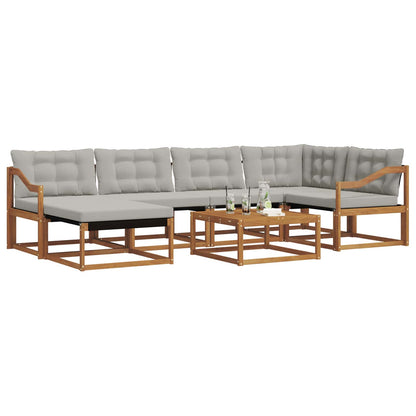 Set di divani da esterno 7 pcs Grigio Naturale e Chiaro