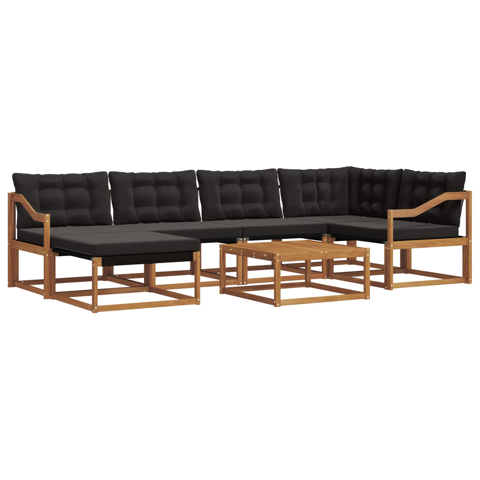 Set di divani da esterno con cuscino 19 pcs Naturale e Nero | homemem39