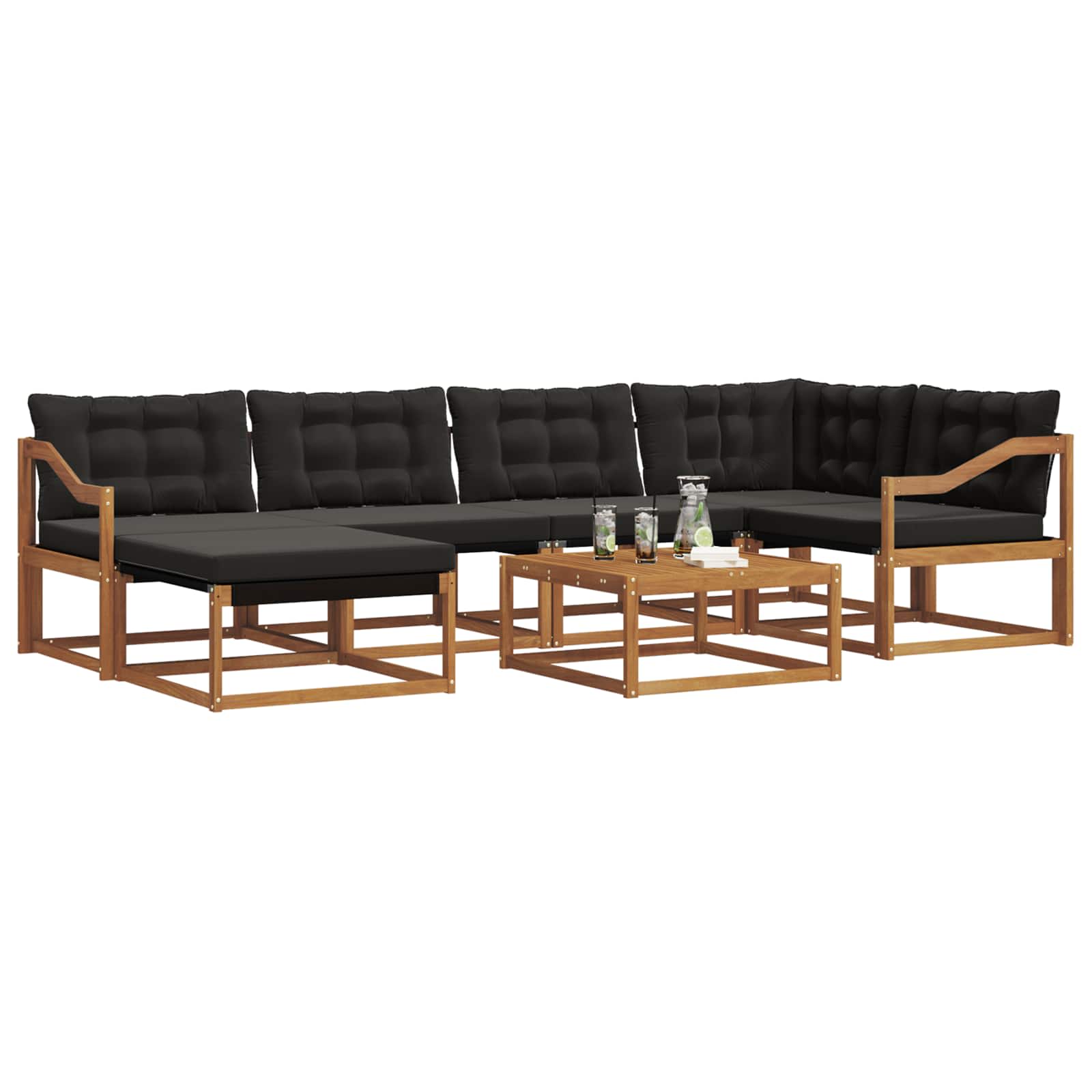 Set di divani da esterno con cuscino 19 pcs Naturale e Nero | homemem39