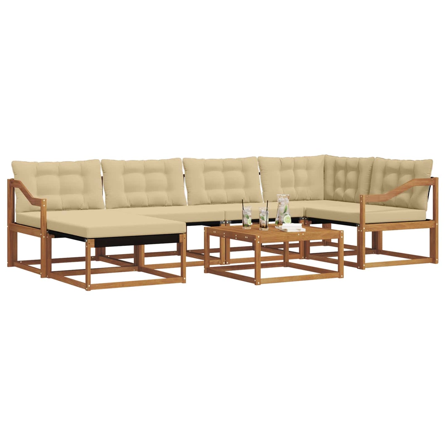 Set di divani da esterno con cuscino 19 pcs Naturale e Beige | homemem39