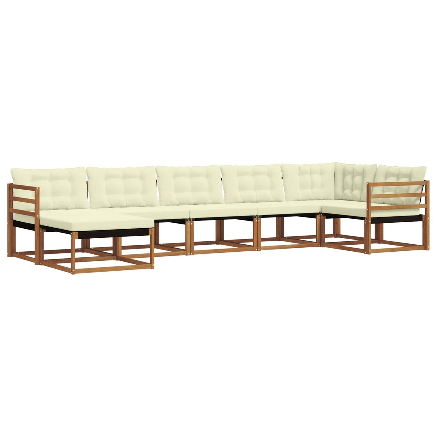 Set di divani da esterno con cuscino 7 pcs Naturale e Crema | homemem39