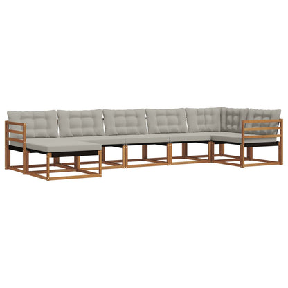 Set di divani da esterno 7 pcs Grigio Naturale e Chiaro