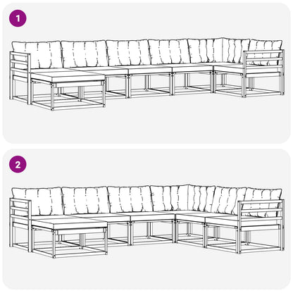 Set di divani da esterno 7 pcs Grigio Naturale e Chiaro | homemem39