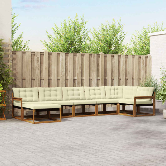 Set di divani da esterno con cuscino 7 pcs Naturale e Crema
