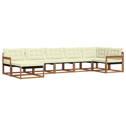 Set di divani da esterno con cuscino 7 pcs Naturale e Crema