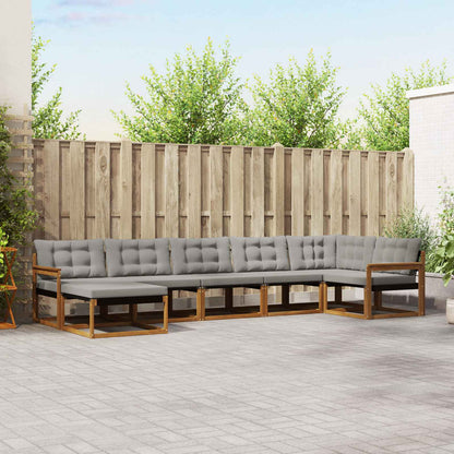 Set di divani da esterno 7 pcs Grigio Naturale e Chiaro | homemem39