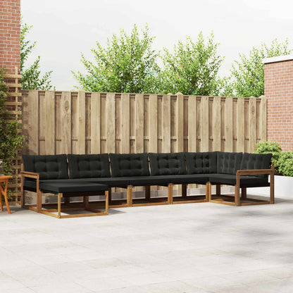 Set di divani da esterno con cuscino 7 pcs Naturale e Nero