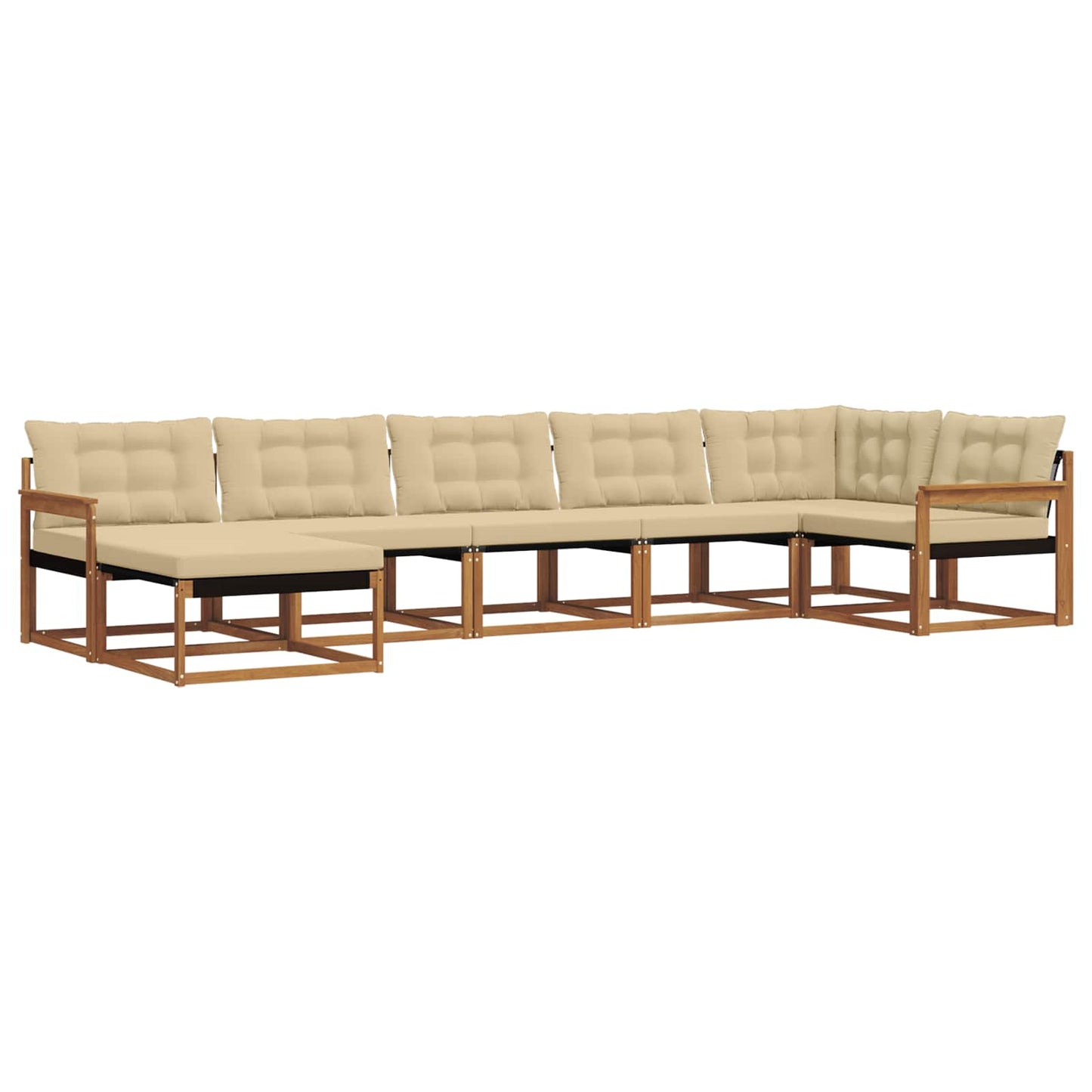 Set di divani da esterno con cuscino 7 pcs Naturale e Beige
