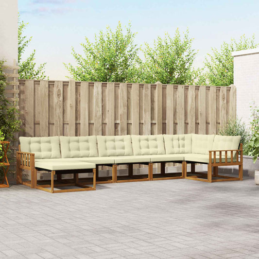 Set di divani da esterno con cuscino 7 pcs Naturale e Crema