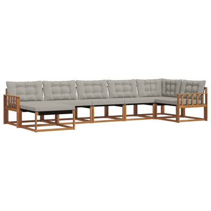 Set di divani da esterno 7 pcs Grigio Naturale e Chiaro
