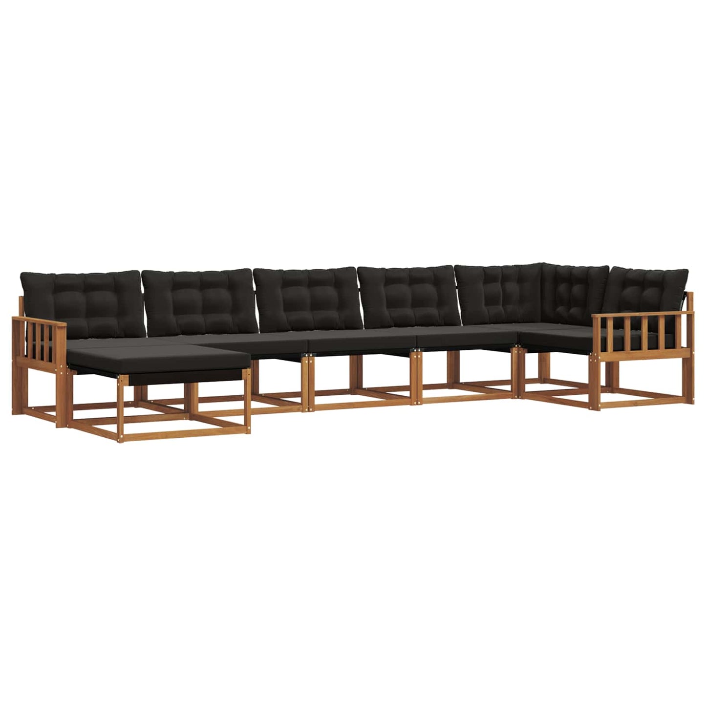 Set di divani da esterno con cuscino 7 pcs Naturale e Nero | homemem39