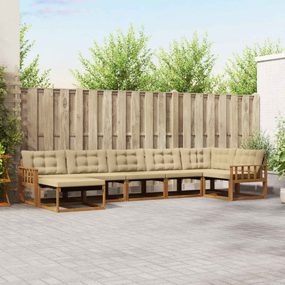 Set di divani da esterno con cuscino 7 pcs Naturale e Beige | homemem39
