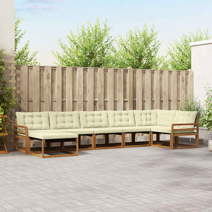 Set di divani da esterno con cuscino 7 pcs Naturale e Crema