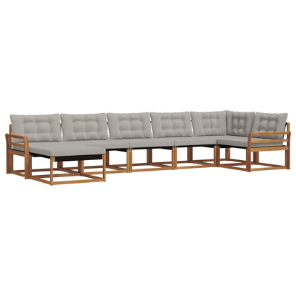 Set di divani da esterno 7 pcs Grigio Naturale e Chiaro