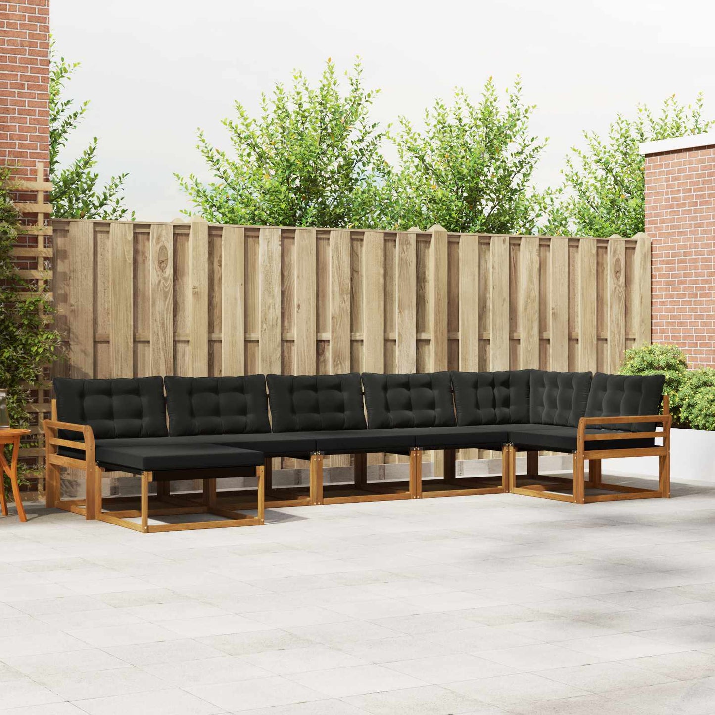 Set di divani da esterno con cuscino 7 pcs Naturale e Nero