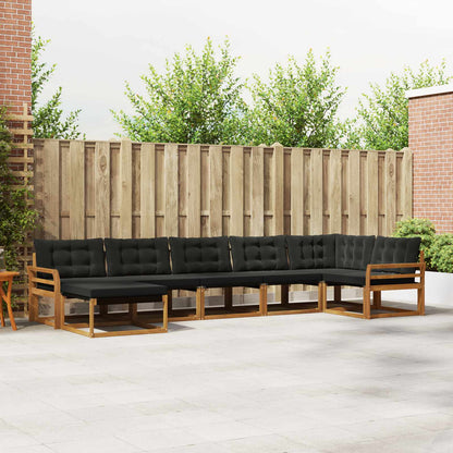 Set di divani da esterno con cuscino 7 pcs Naturale e Nero