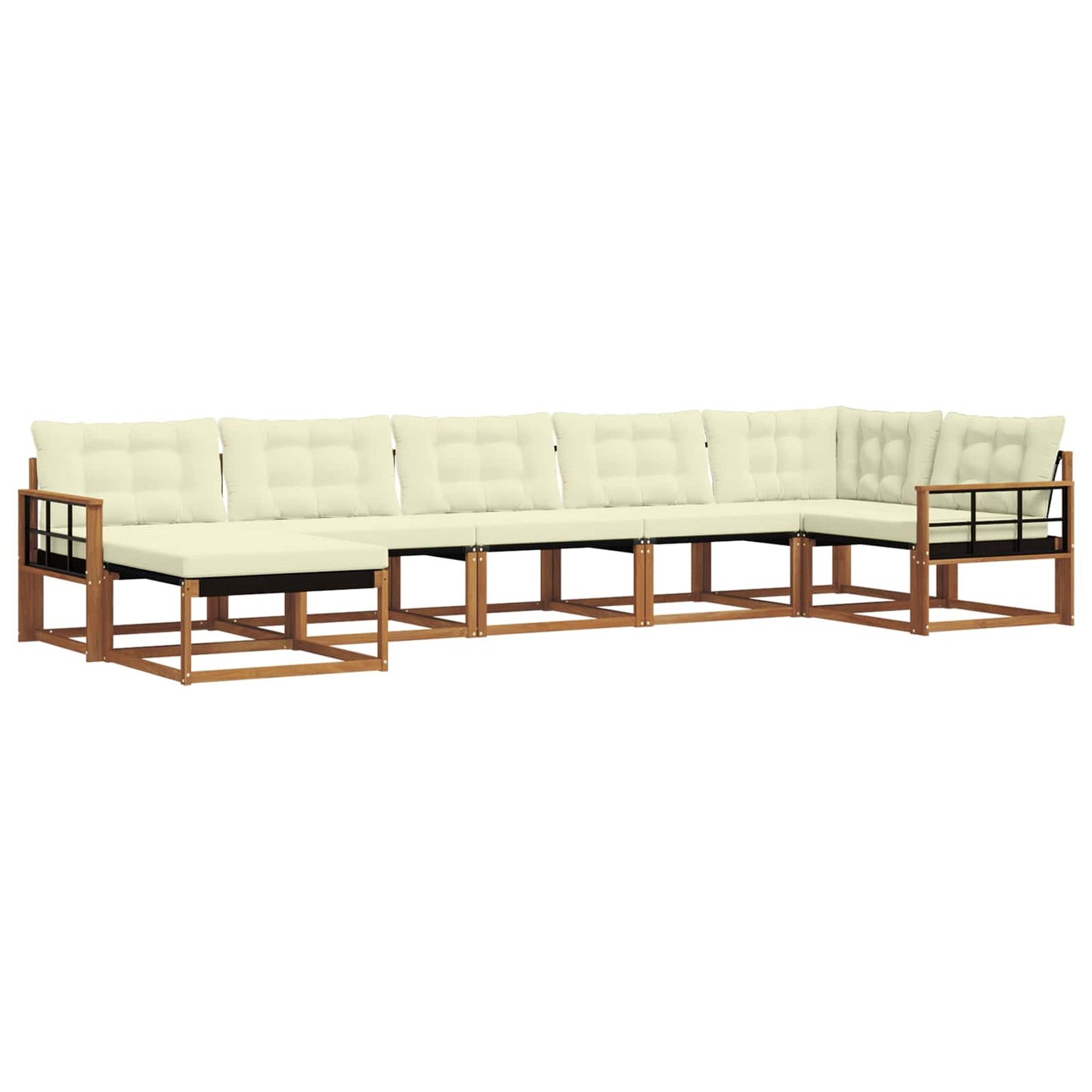 Set di divani da esterno con cuscino 7 pcs Naturale e Crema | homemem39