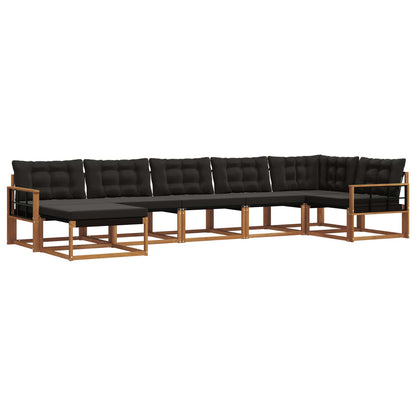 Set di divani da esterno con cuscino 7 pcs Naturale e Nero | homemem39