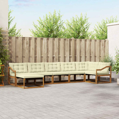 Set di divani da esterno con cuscino 7 pcs Naturale e Crema