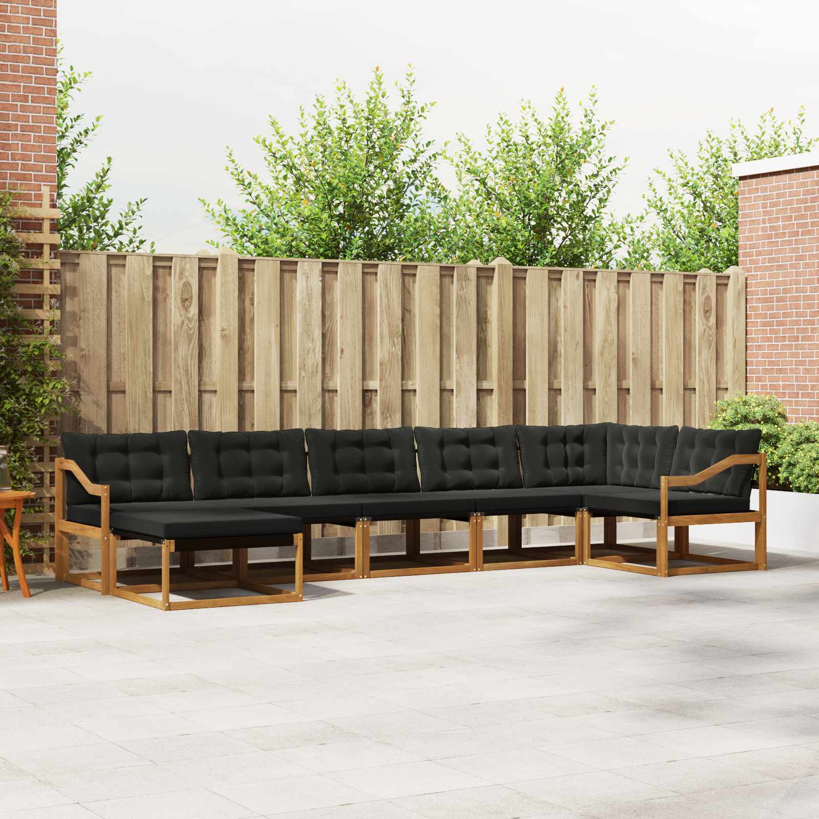 Set di divani da esterno con cuscino 7 pcs Naturale e Nero | homemem39