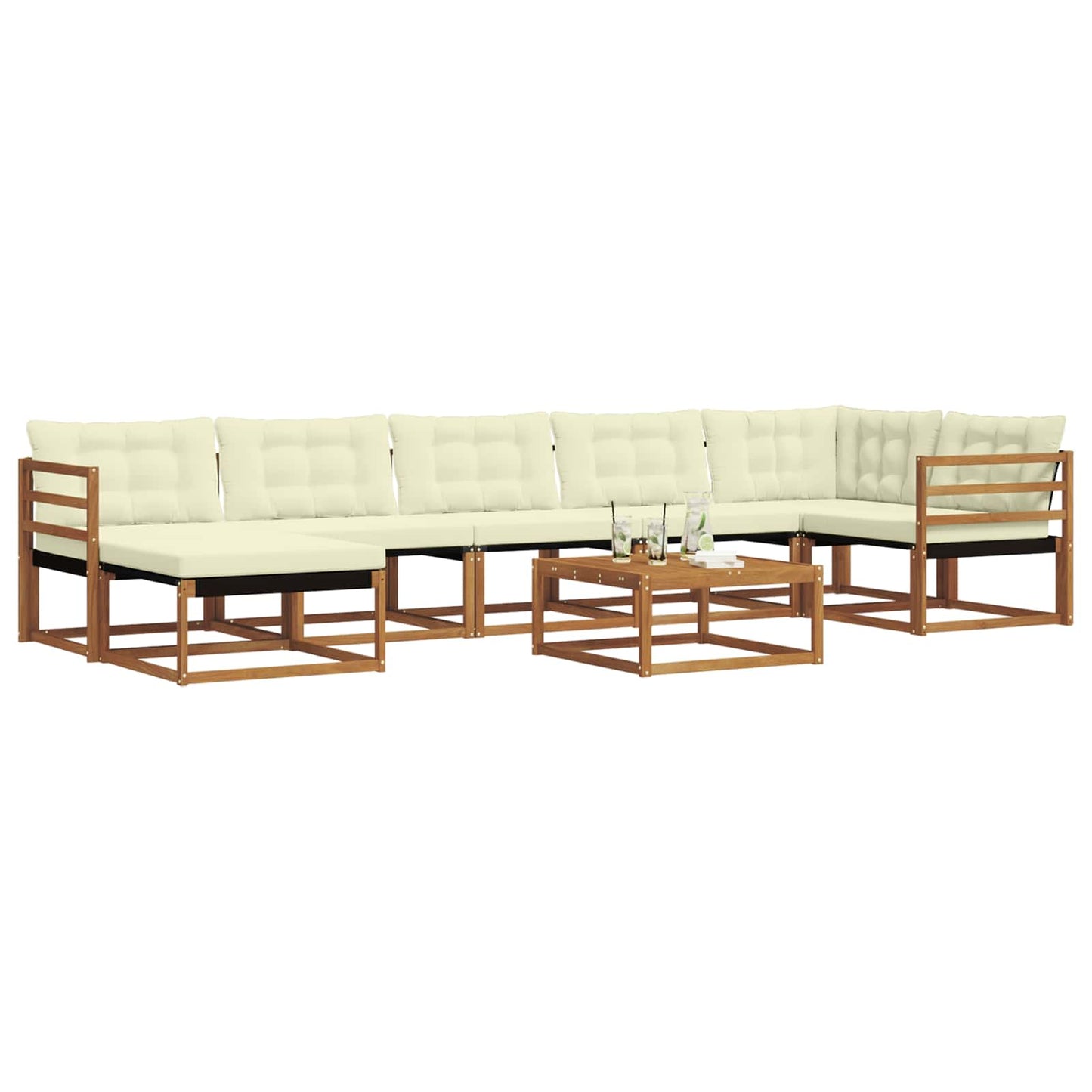 Set di divani da esterno con cuscino 22 pcs Naturale e Crema