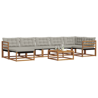Set di divani da esterno 8 pcs Grigio Naturale e Chiaro