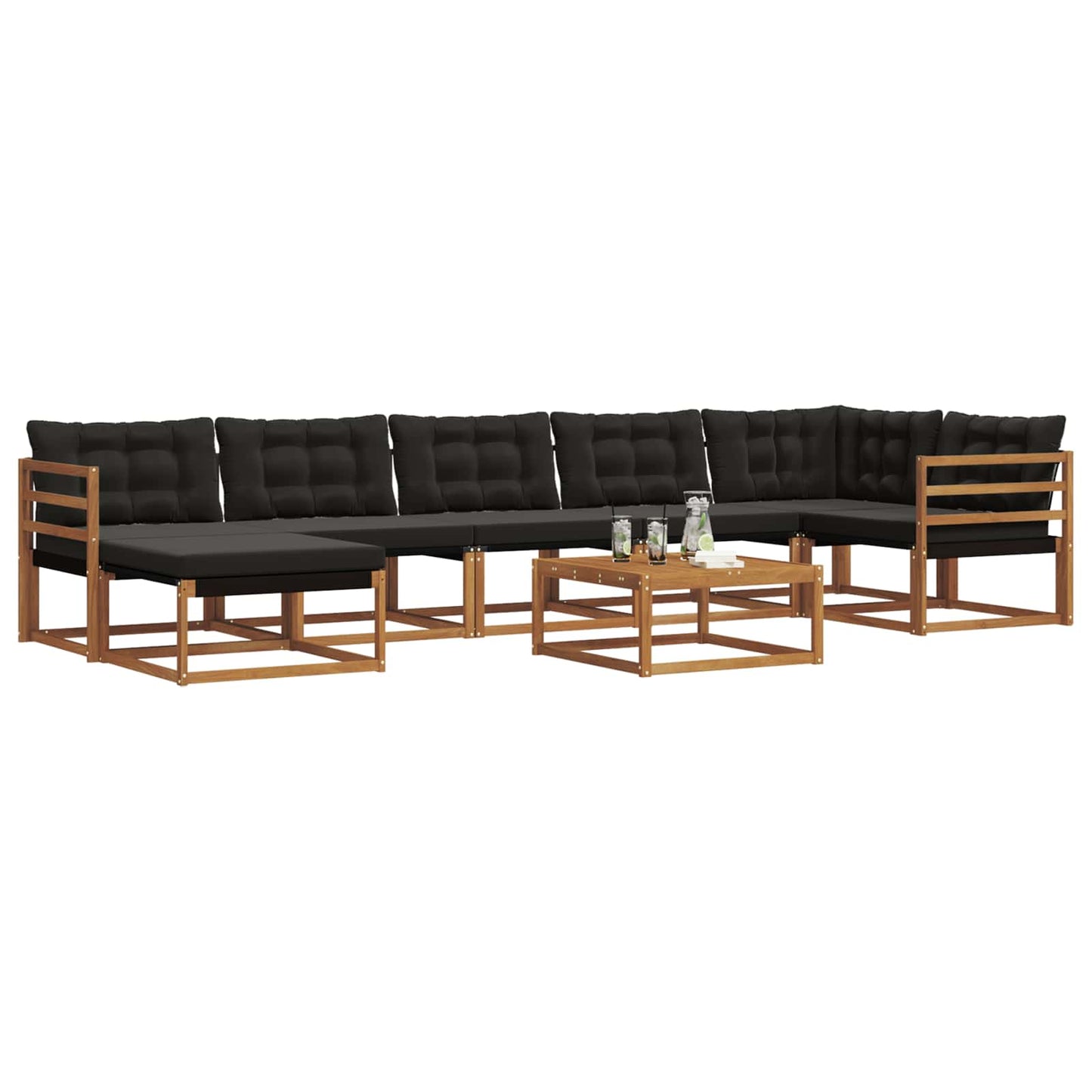 Set di divani da esterno con cuscino 22 pcs Naturale e Nero | homemem39