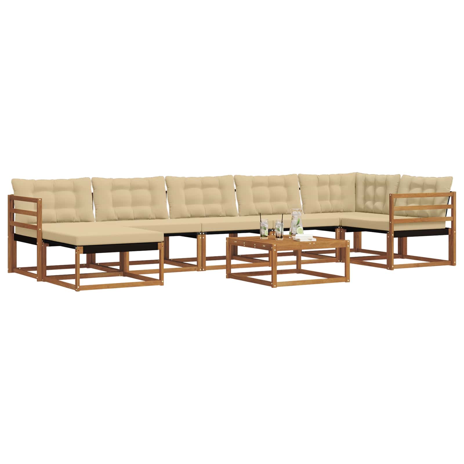Set di divani da esterno con cuscino 22 pcs Naturale e Beige | homemem39