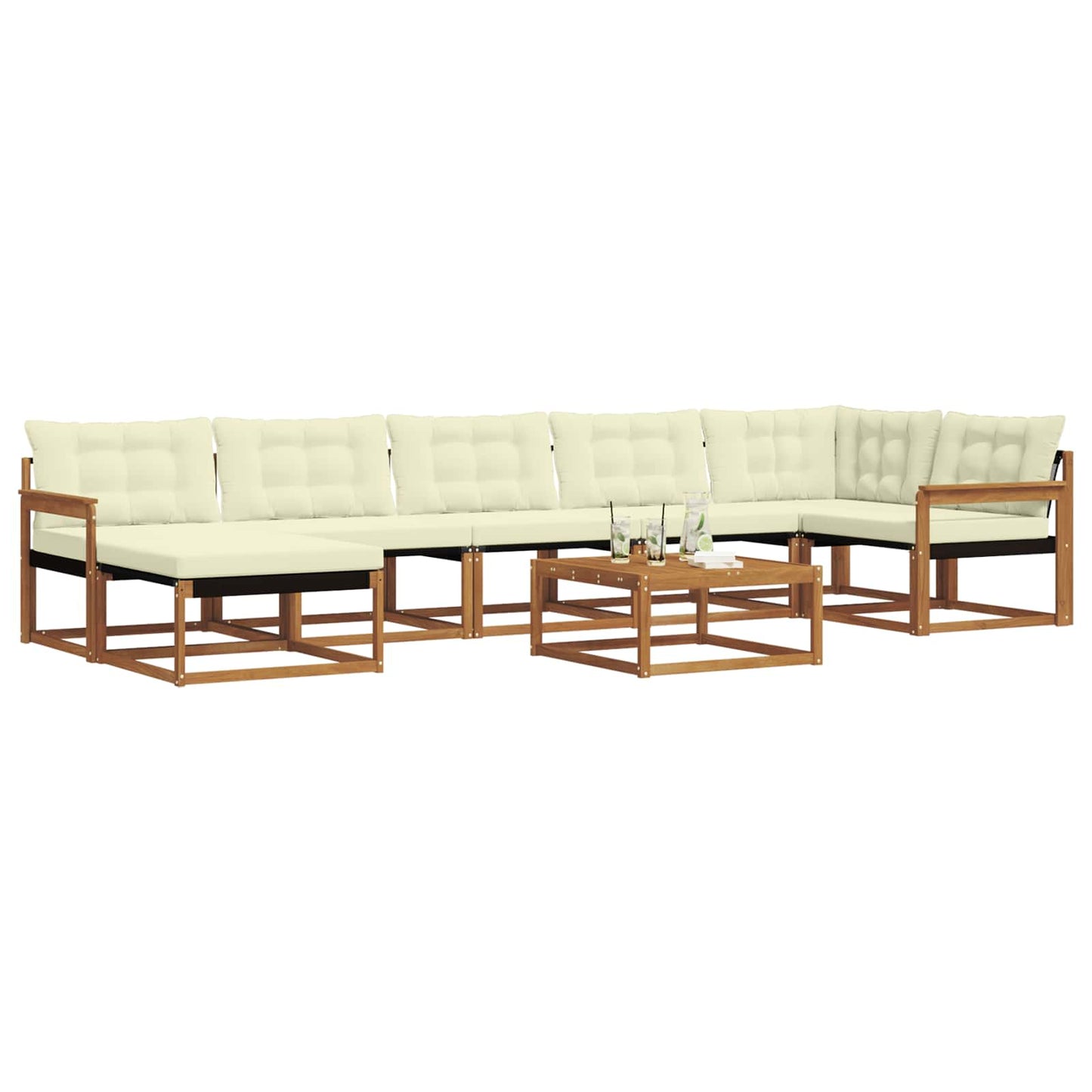 Set di divani da esterno con cuscino 22 pcs Naturale e Crema