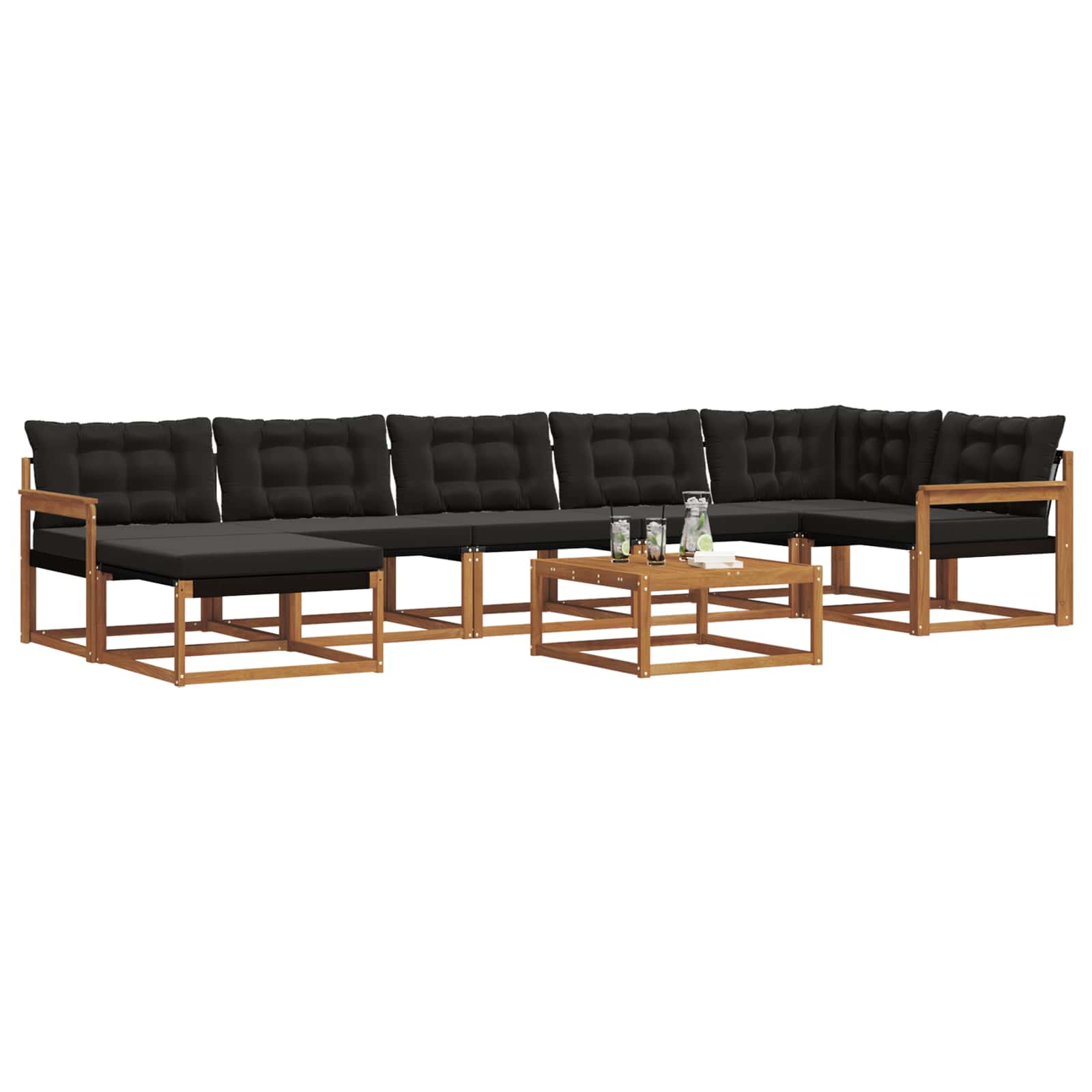 Set di divani da esterno con cuscino 22 pcs Naturale e Nero | homemem39
