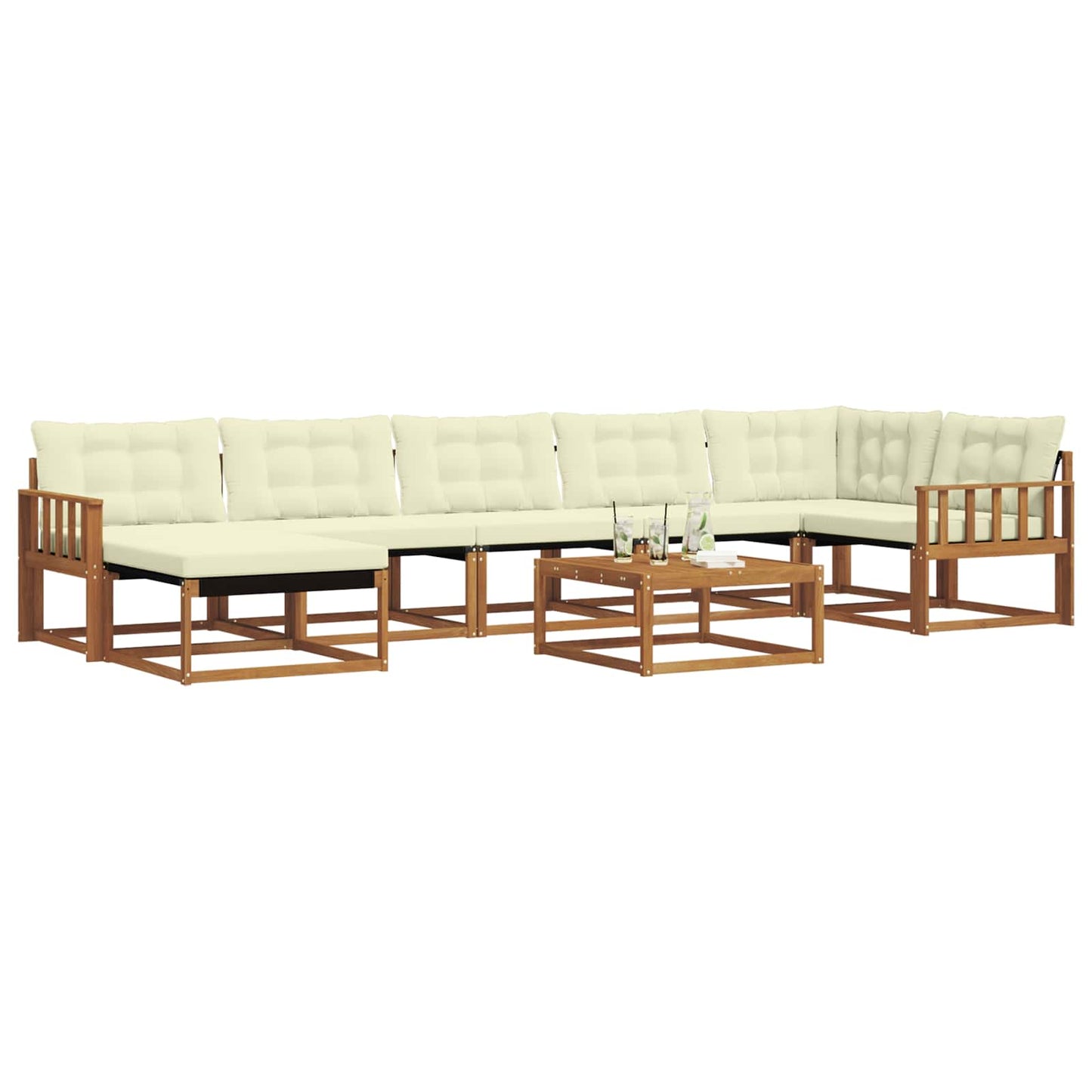 Set di divani da esterno con cuscino 22 pcs Naturale e Crema | homemem39