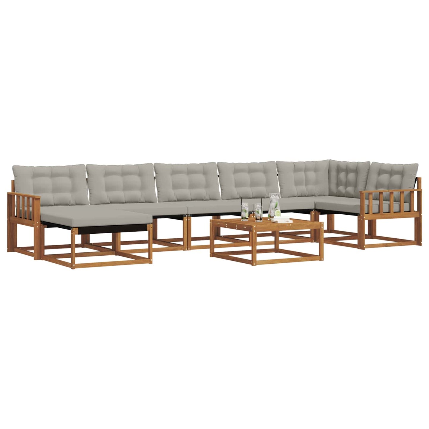 Set di divani da esterno 8 pcs Grigio Naturale e Chiaro