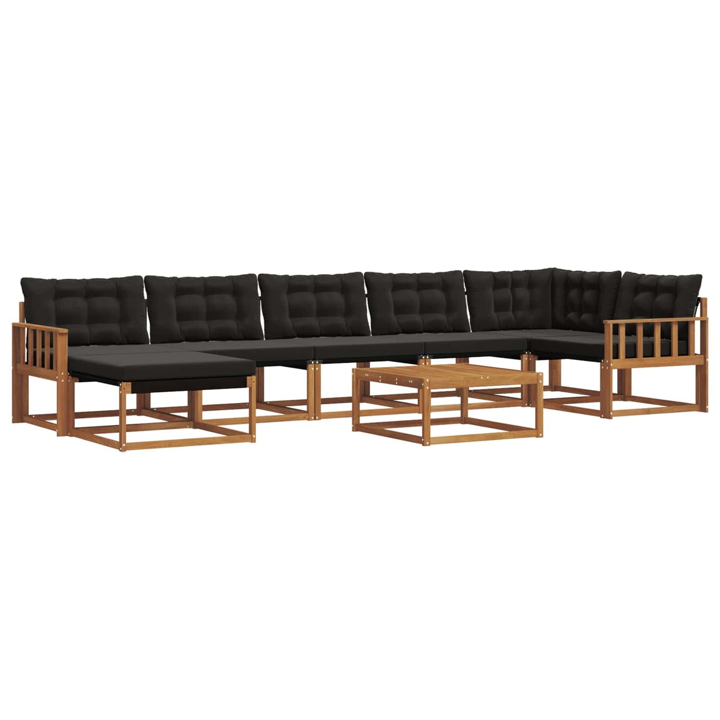 Set di divani da esterno con cuscino 22 pcs Naturale e Nero