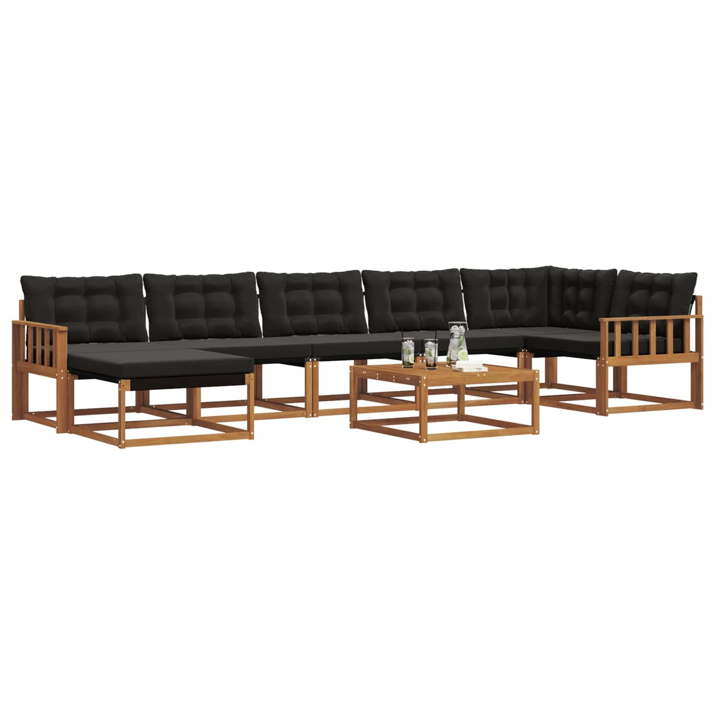 Set di divani da esterno con cuscino 22 pcs Naturale e Nero | homemem39