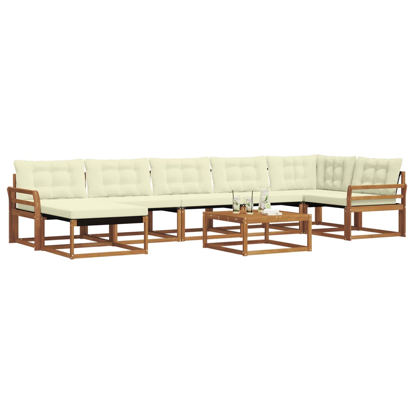 Set di divani da esterno con cuscino 22 pcs Naturale e Crema