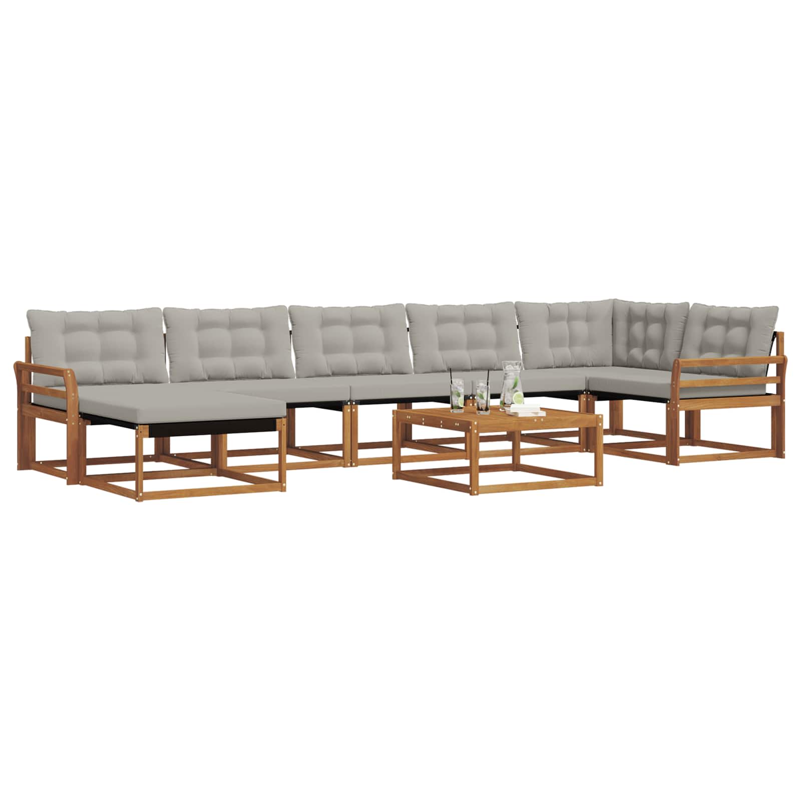 Set di divani da esterno 8 pcs Grigio Naturale e Chiaro | homemem39