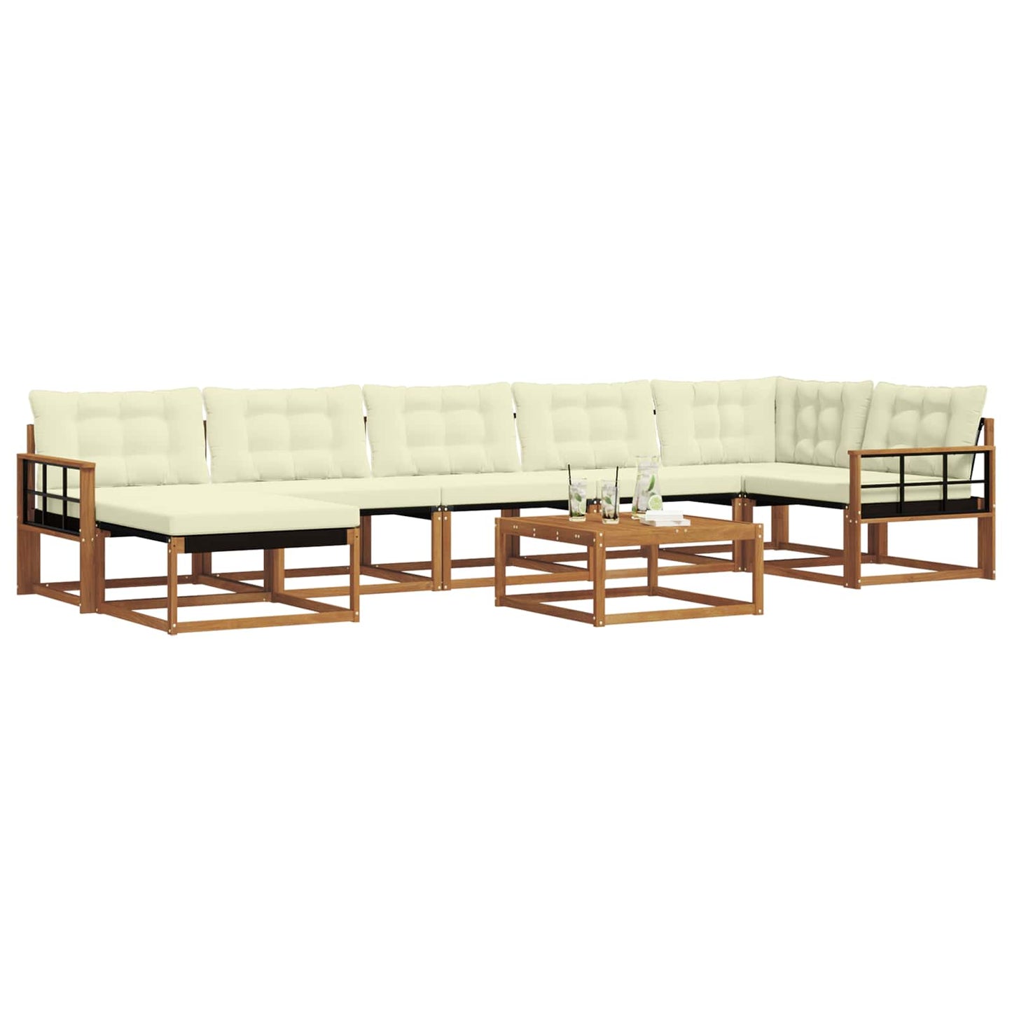 Set di divani da esterno con cuscino 22 pcs Naturale e Crema | homemem39