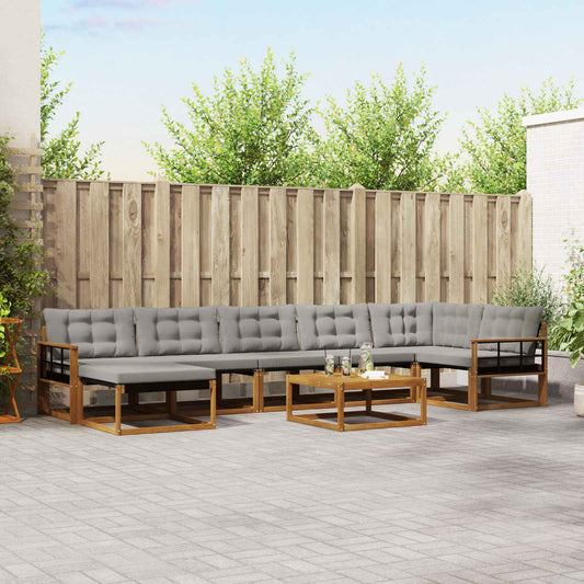 Set di divani da esterno 8 pcs Grigio Naturale e Chiaro | homemem39