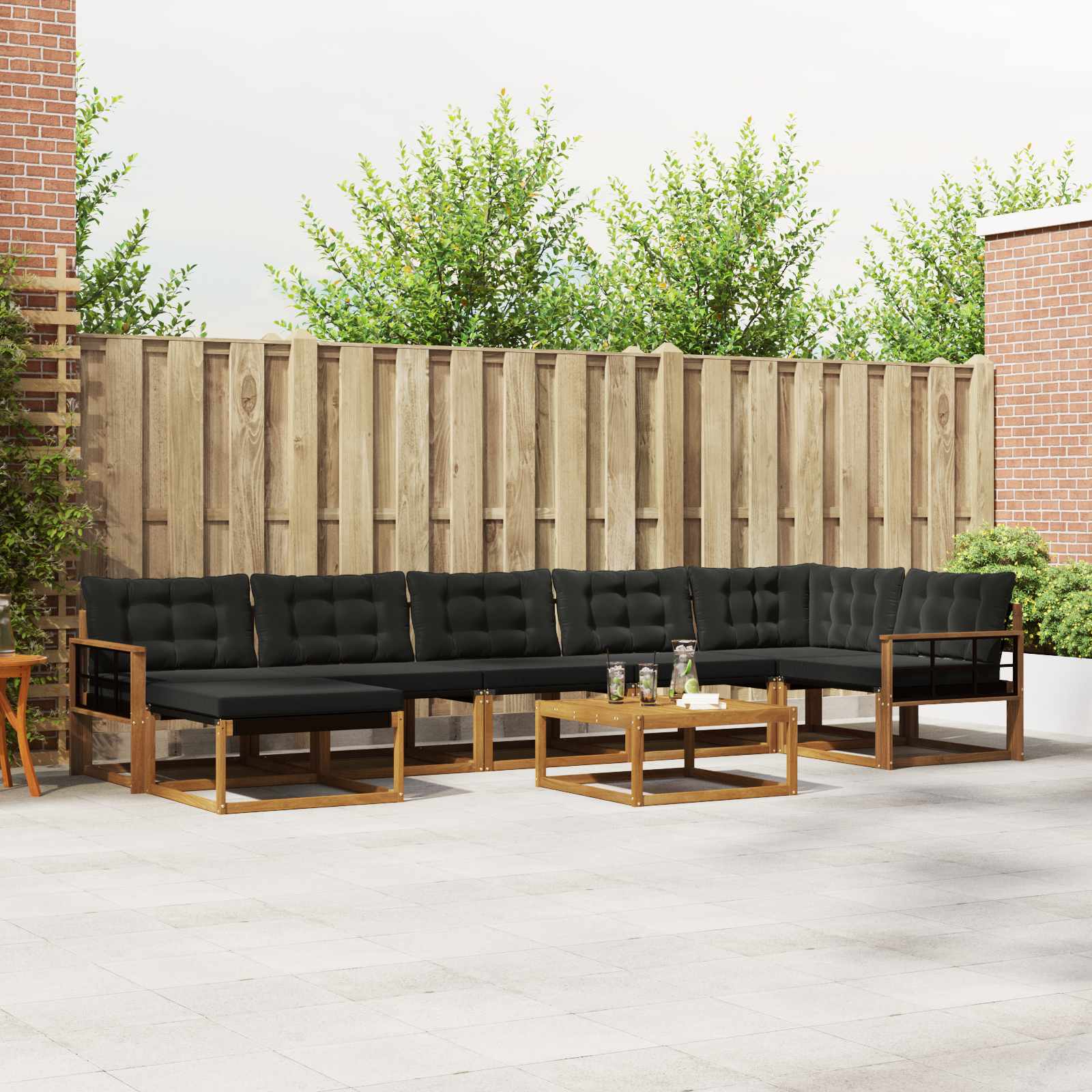 Set di divani da esterno con cuscino 22 pcs Naturale e Nero | homemem39