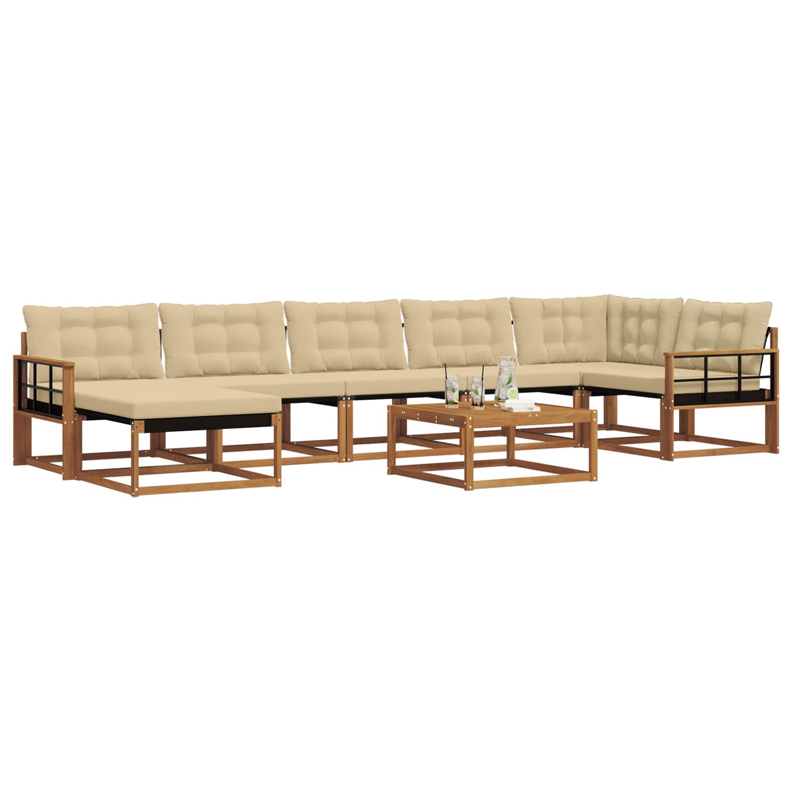 Set di divani da esterno con cuscino 22 pcs Naturale e Beige | homemem39