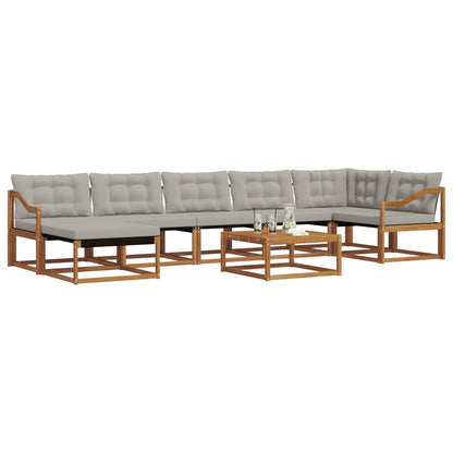 Set di divani da esterno 8 pcs Grigio Naturale e Chiaro