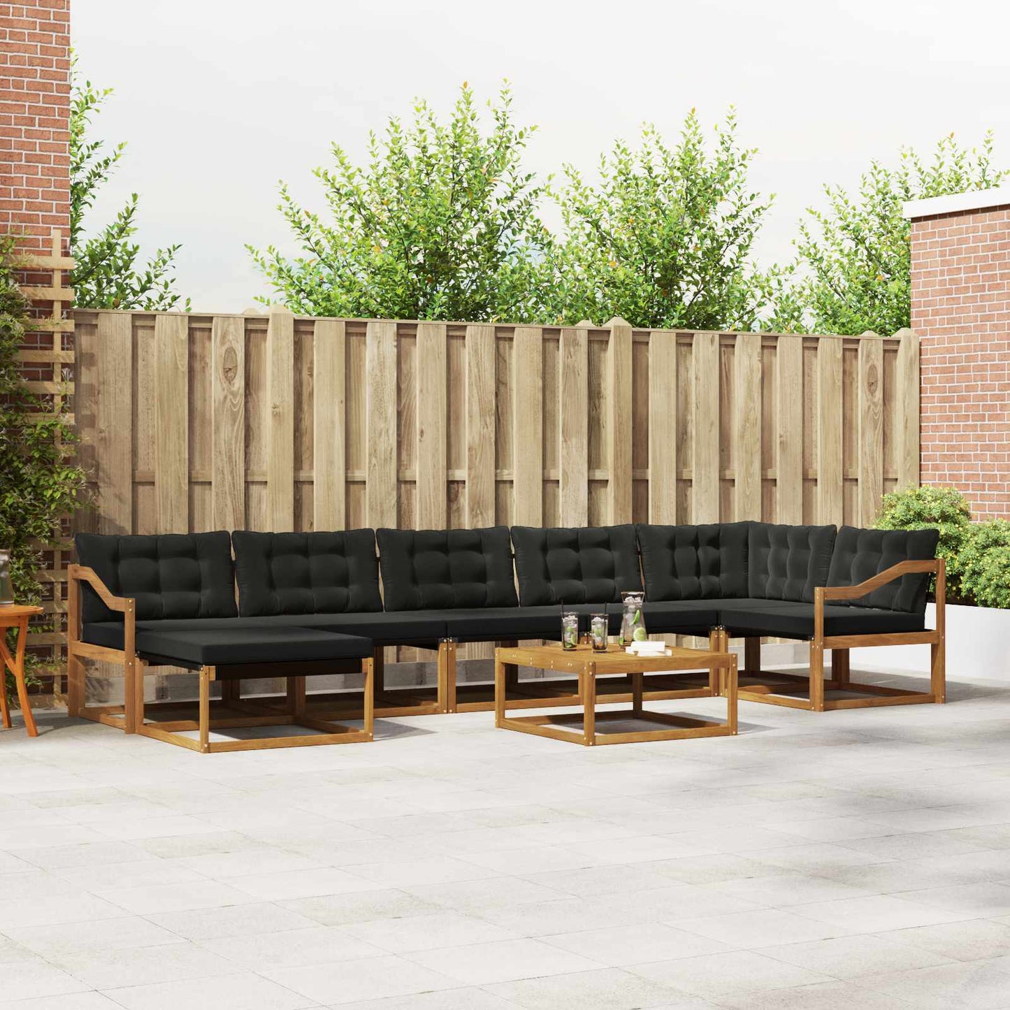 Set di divani da esterno con cuscino 22 pcs Naturale e Nero | homemem39