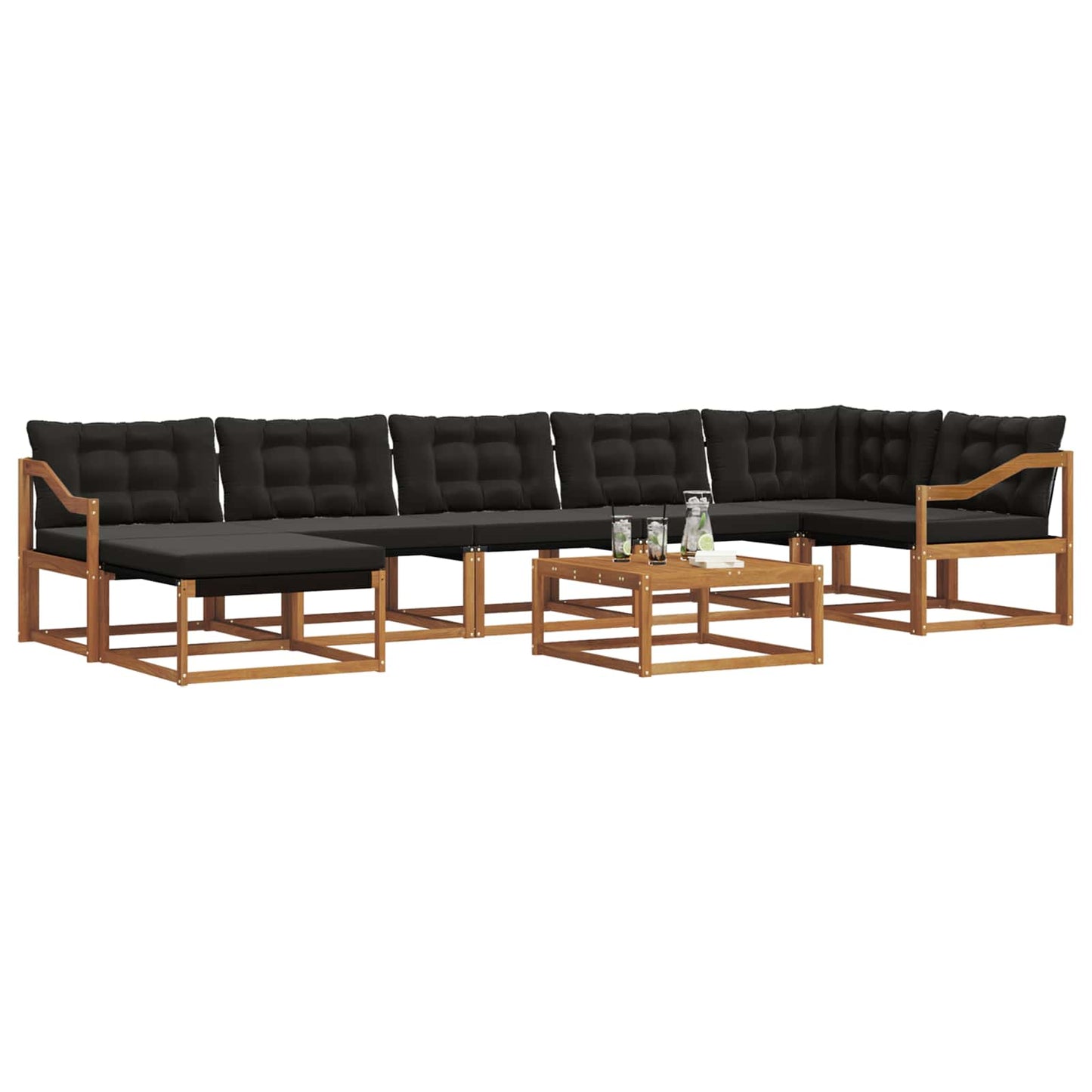 Set di divani da esterno con cuscino 22 pcs Naturale e Nero