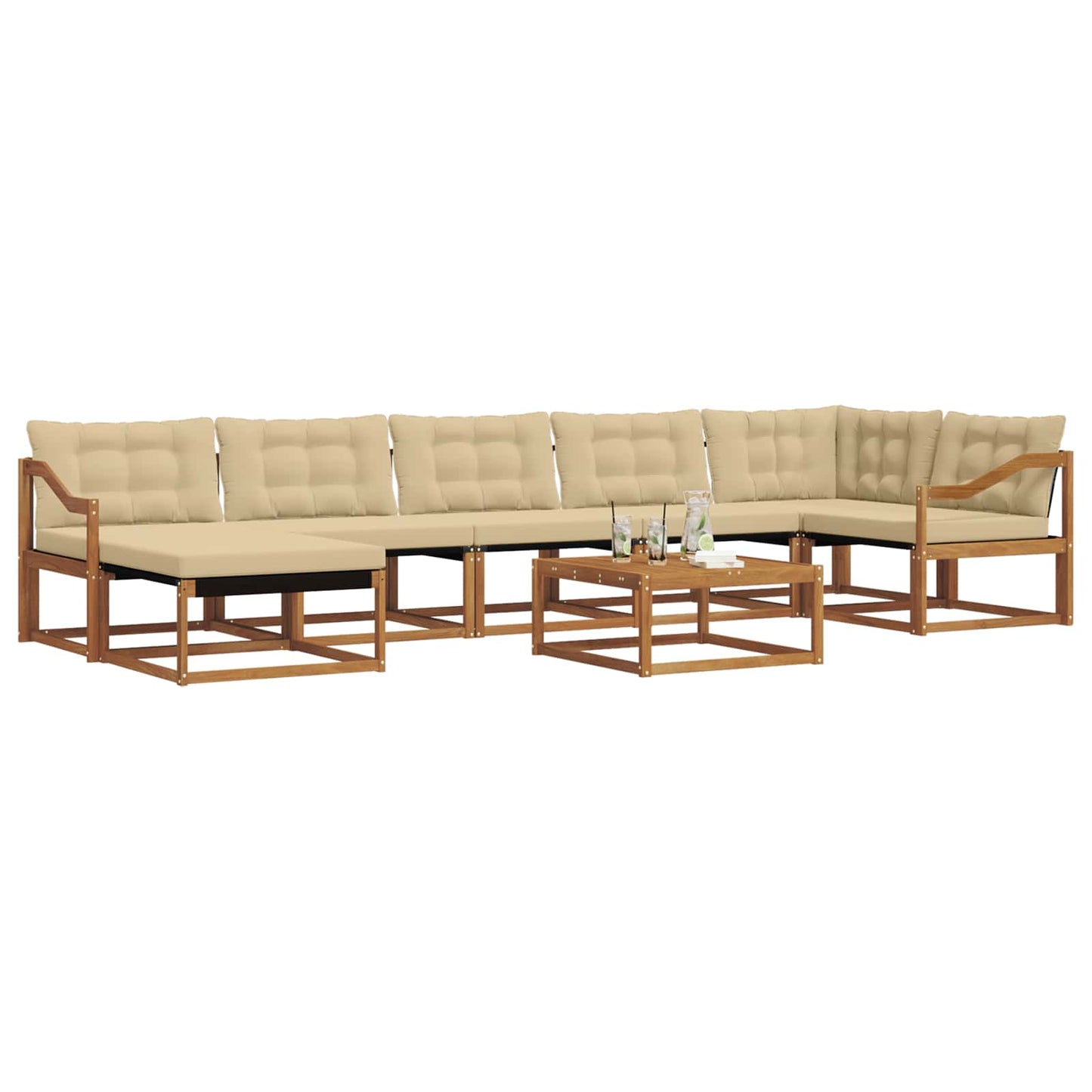 Set di divani da esterno con cuscino 22 pcs Naturale e Beige