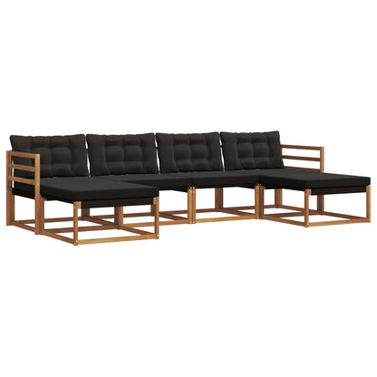 Set di divani da esterno con cuscino 6 pcs Naturale e Nero | homemem39