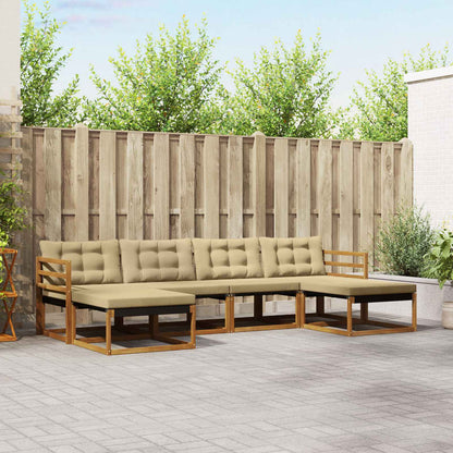Set di divani da esterno con cuscino 6 pcs Naturale e Beige