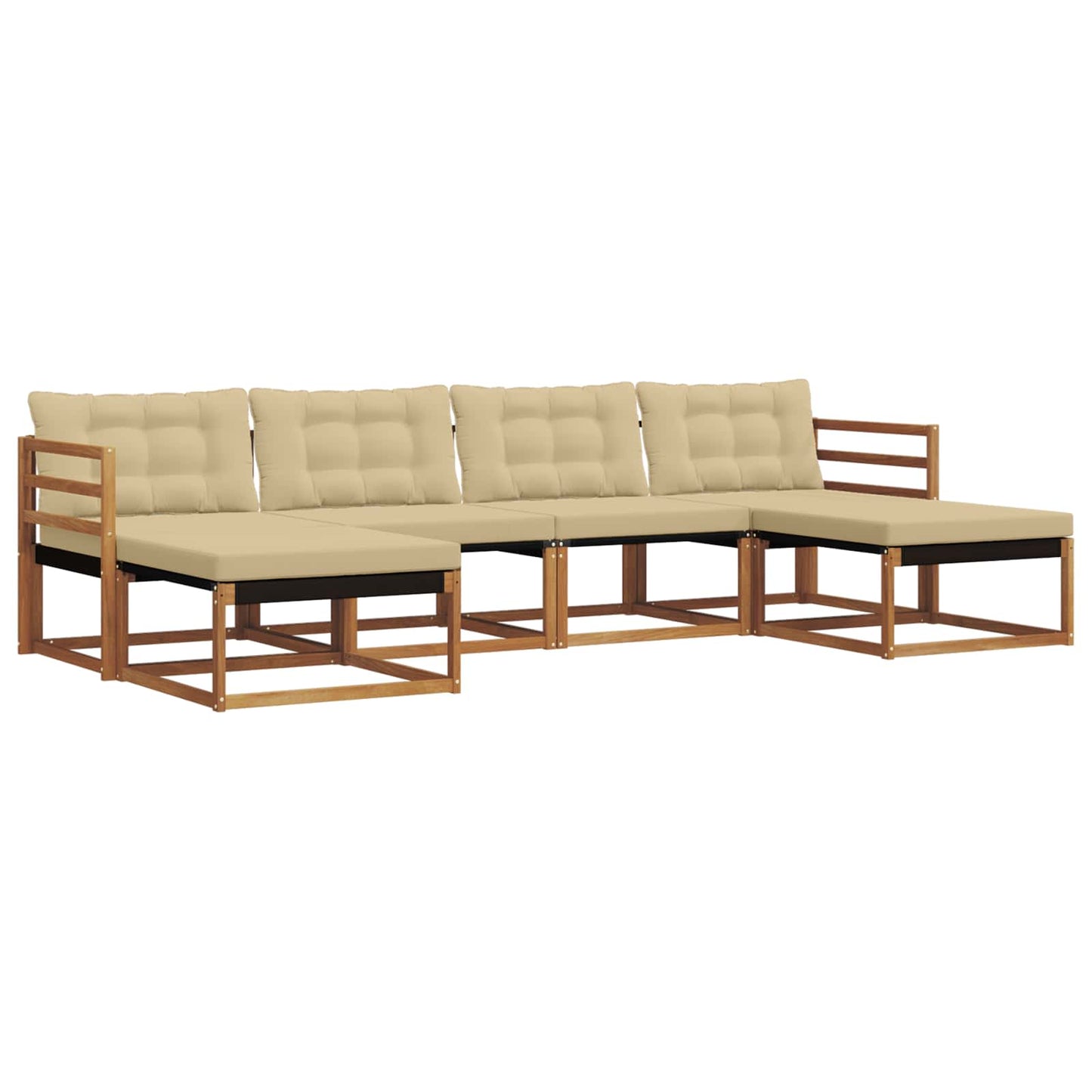 Set di divani da esterno con cuscino 6 pcs Naturale e Beige | homemem39