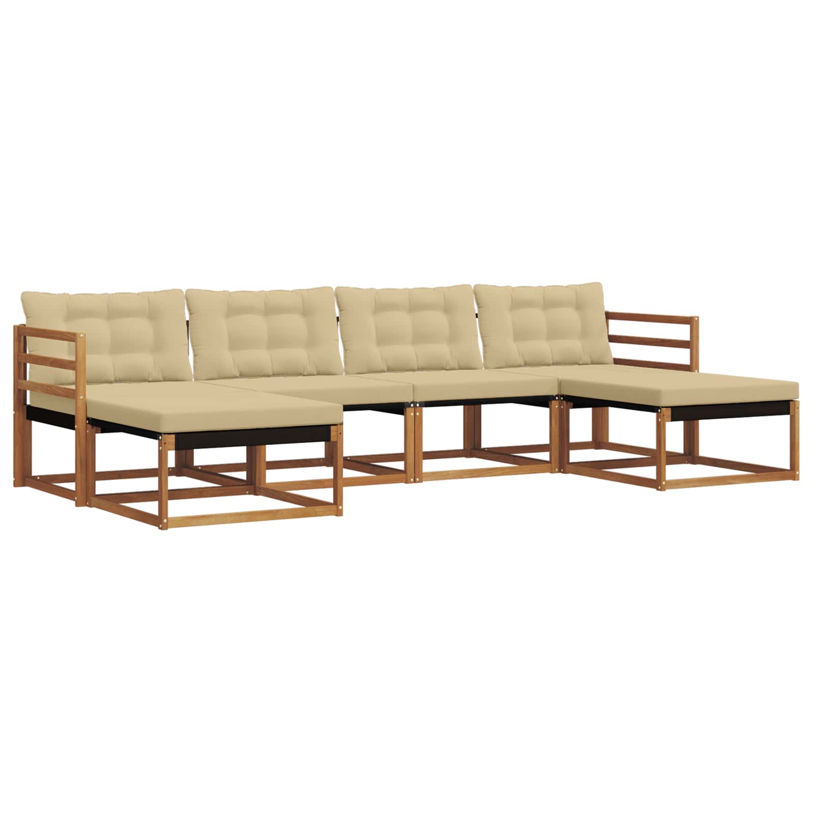 Set di divani da esterno con cuscino 6 pcs Naturale e Beige | homemem39