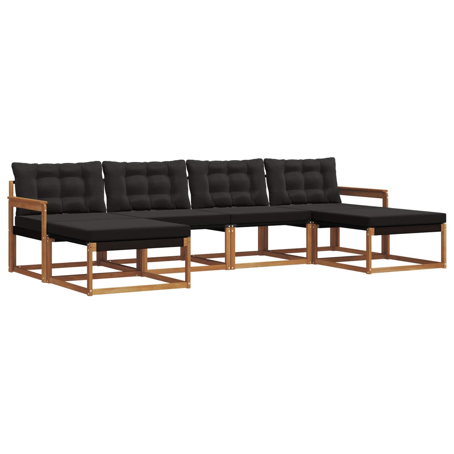 Set di divani da esterno con cuscino 6 pcs Naturale e Nero | homemem39
