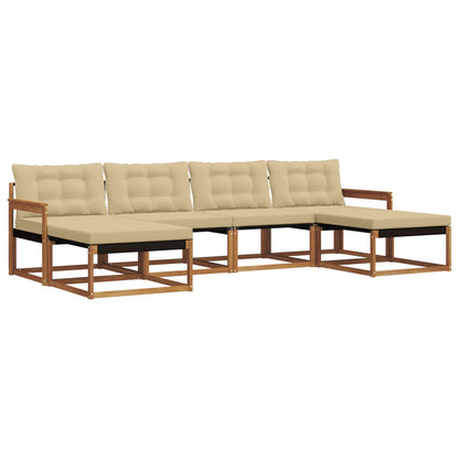 Set di divani da esterno con cuscino 6 pcs Naturale e Beige